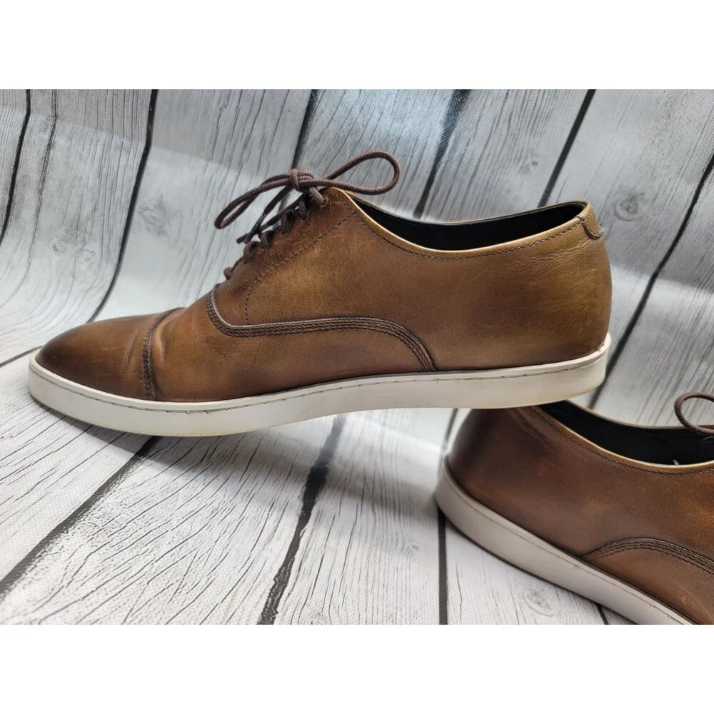 Allen Edmonds Strand Mens 9.5 D Oxford Dress Sneakers Shoes Cap Toe Brown Chili